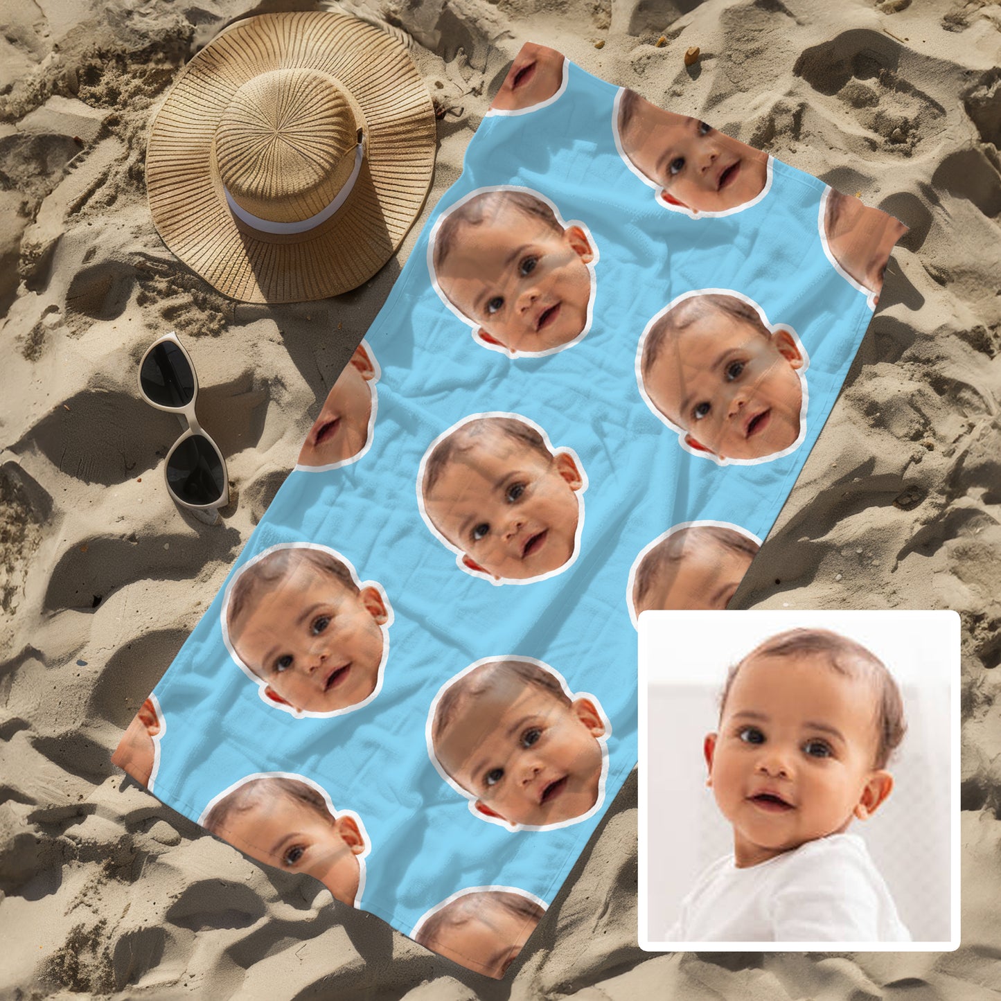 Custom Face Beach Towel | Personalised Towel 75 x 150cm
