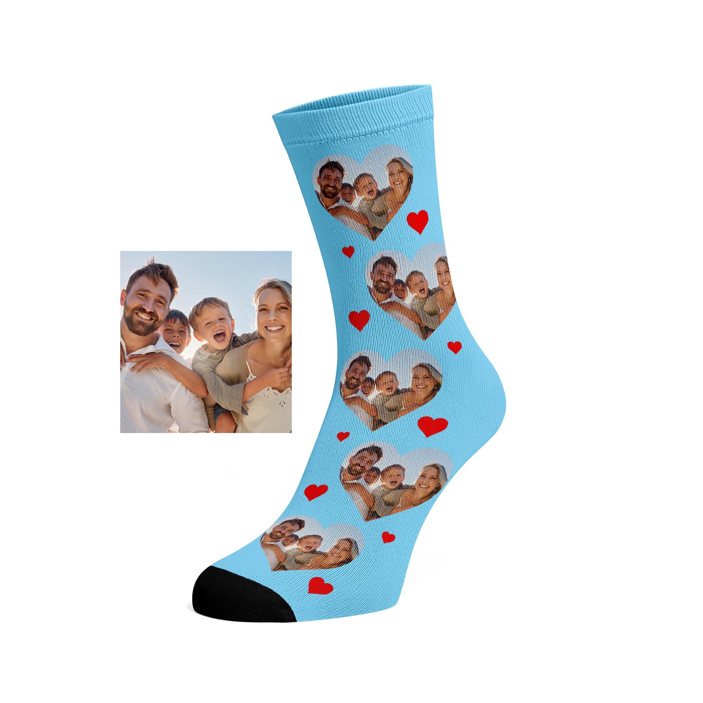 Custom Love Heart Family Photo Socks