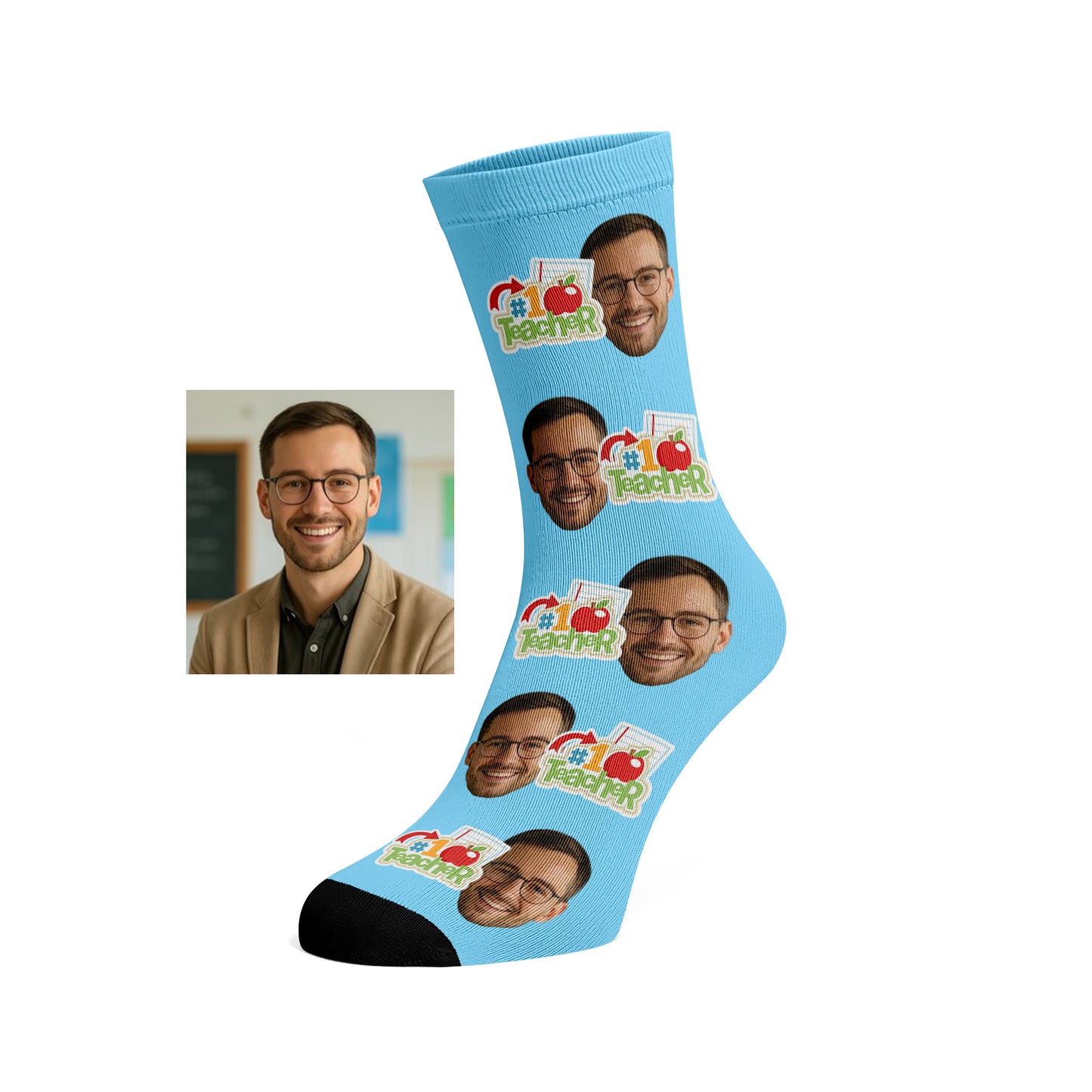 Custom Face socks - #1 Teacher