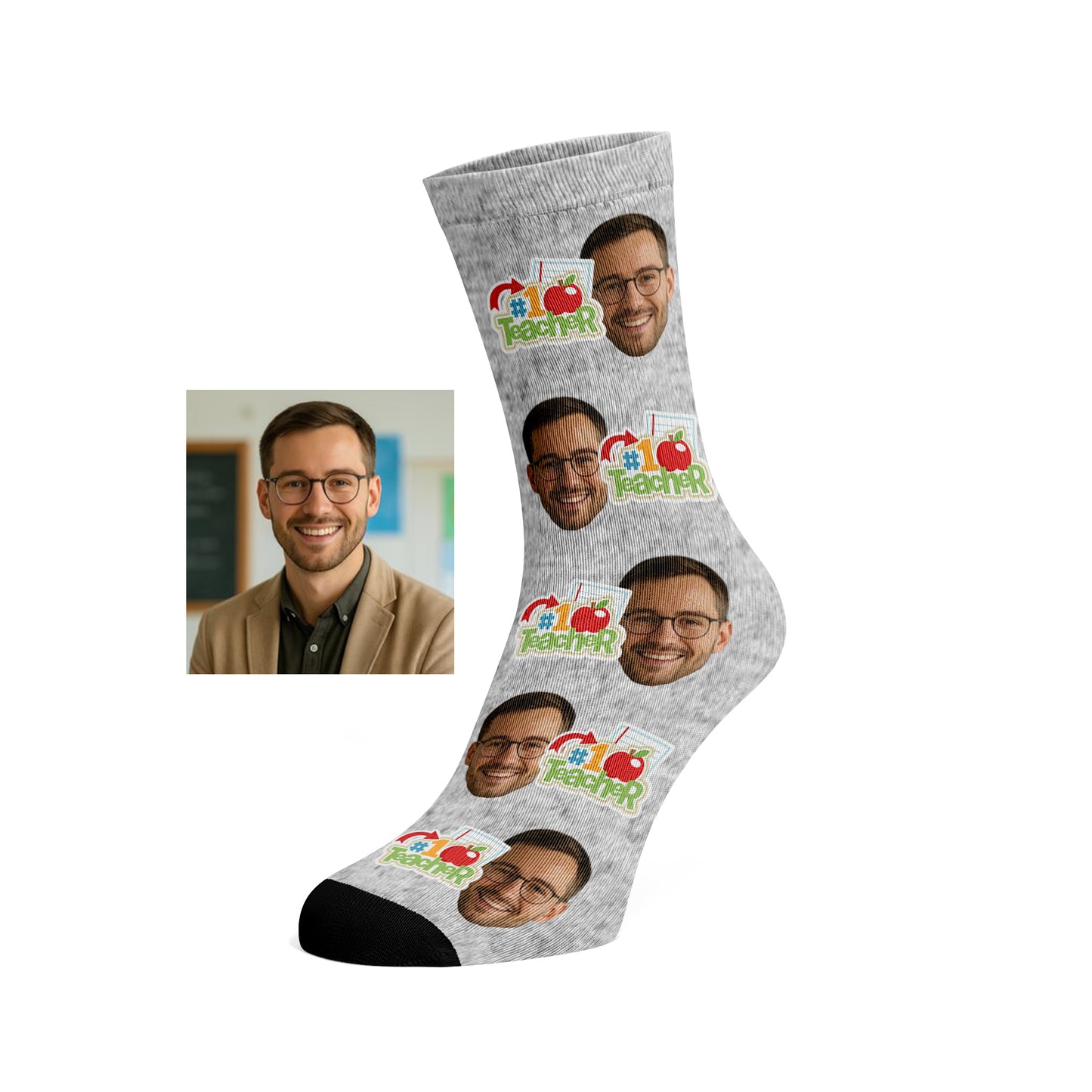 Custom Face socks - #1 Teacher