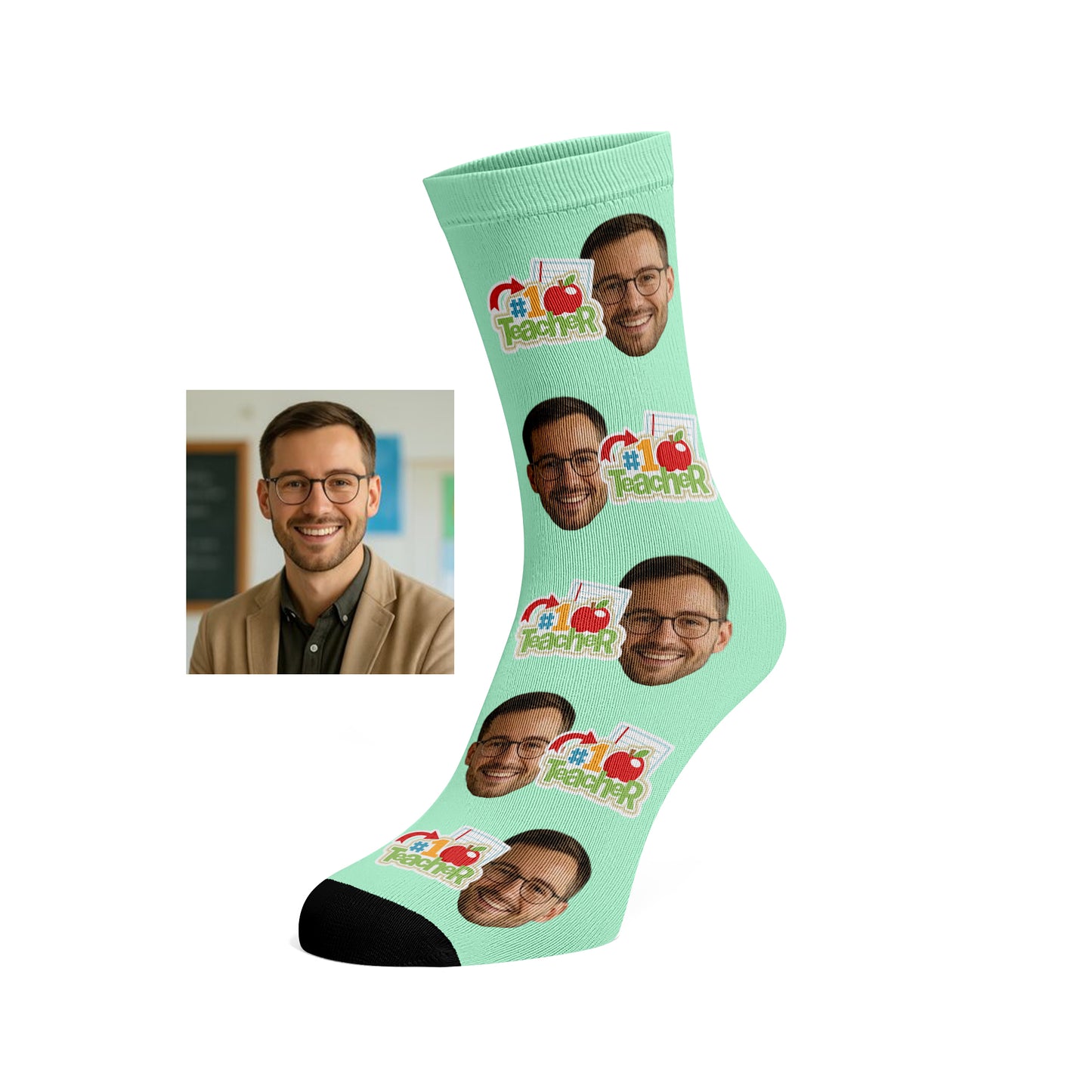 Custom Face socks - #1 Teacher