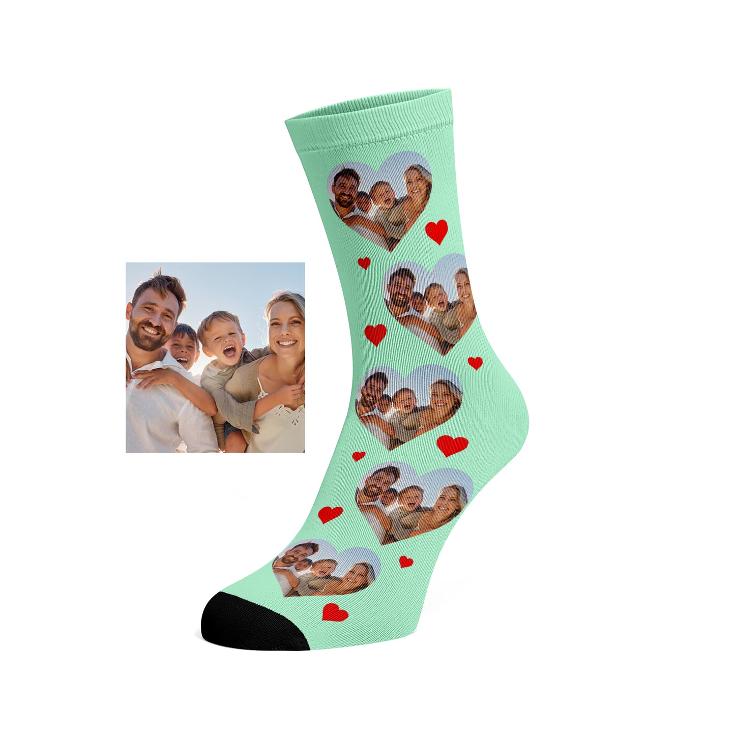 Custom Love Heart Family Photo Socks