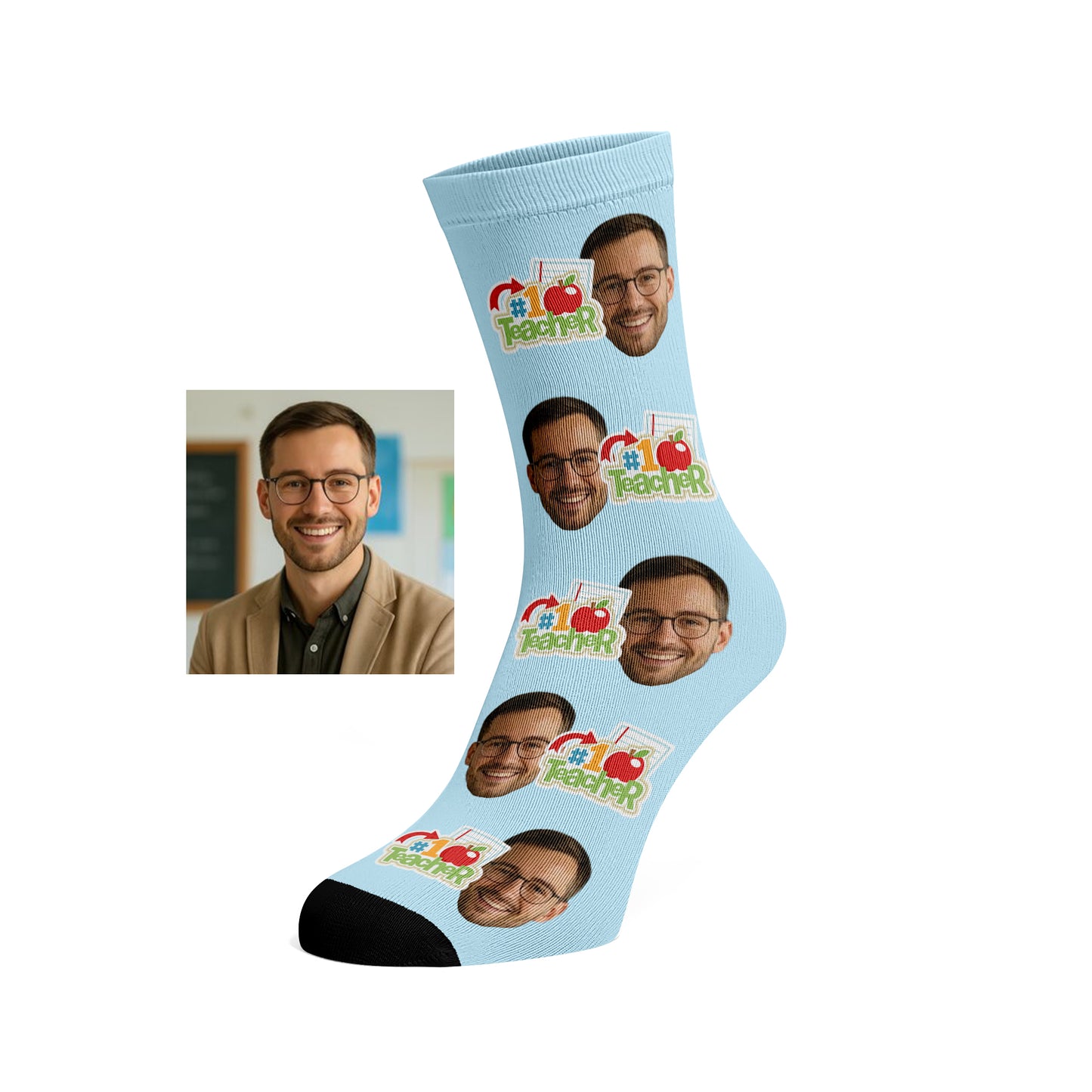 Custom Face socks - #1 Teacher
