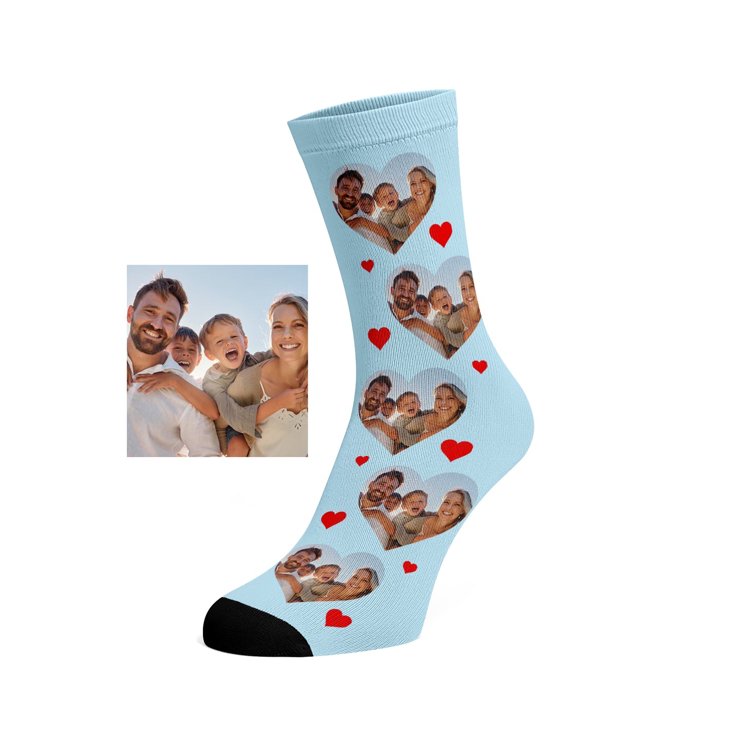 Custom Love Heart Family Photo Socks