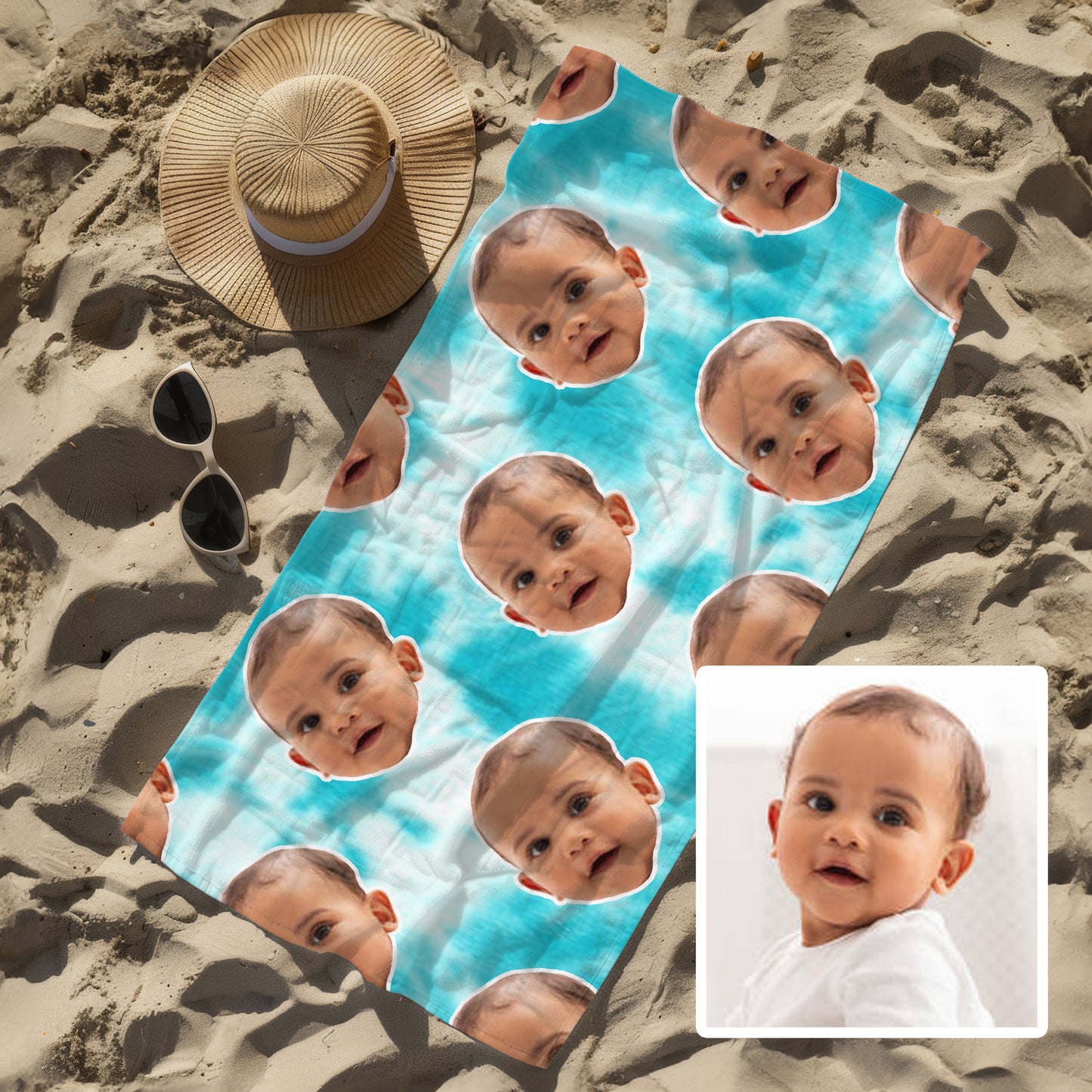 Custom Face Beach Towel (Tie Dye) | Personalised Towel 75 x 150cm