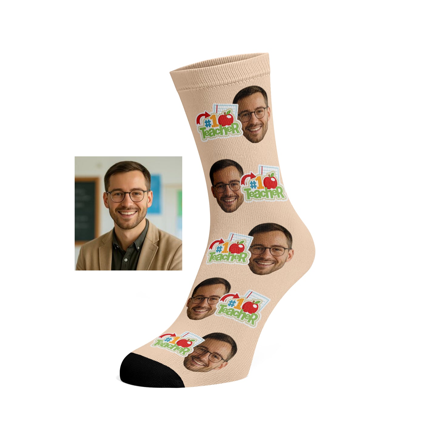 Custom Face socks - #1 Teacher