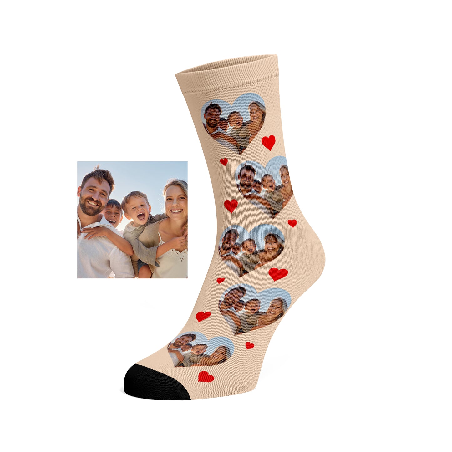 Custom Love Heart Family Photo Socks