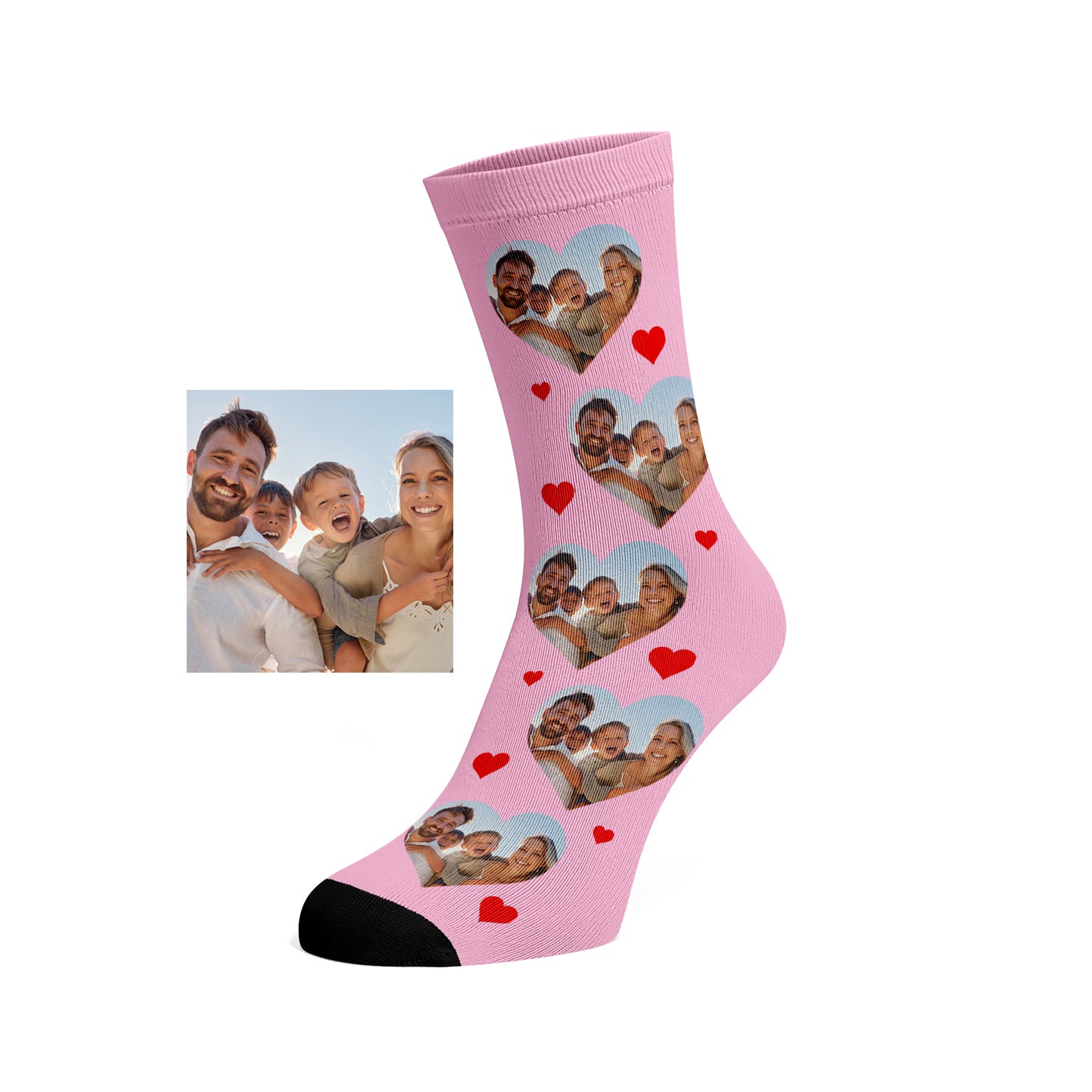 Custom Love Heart Family Photo Socks