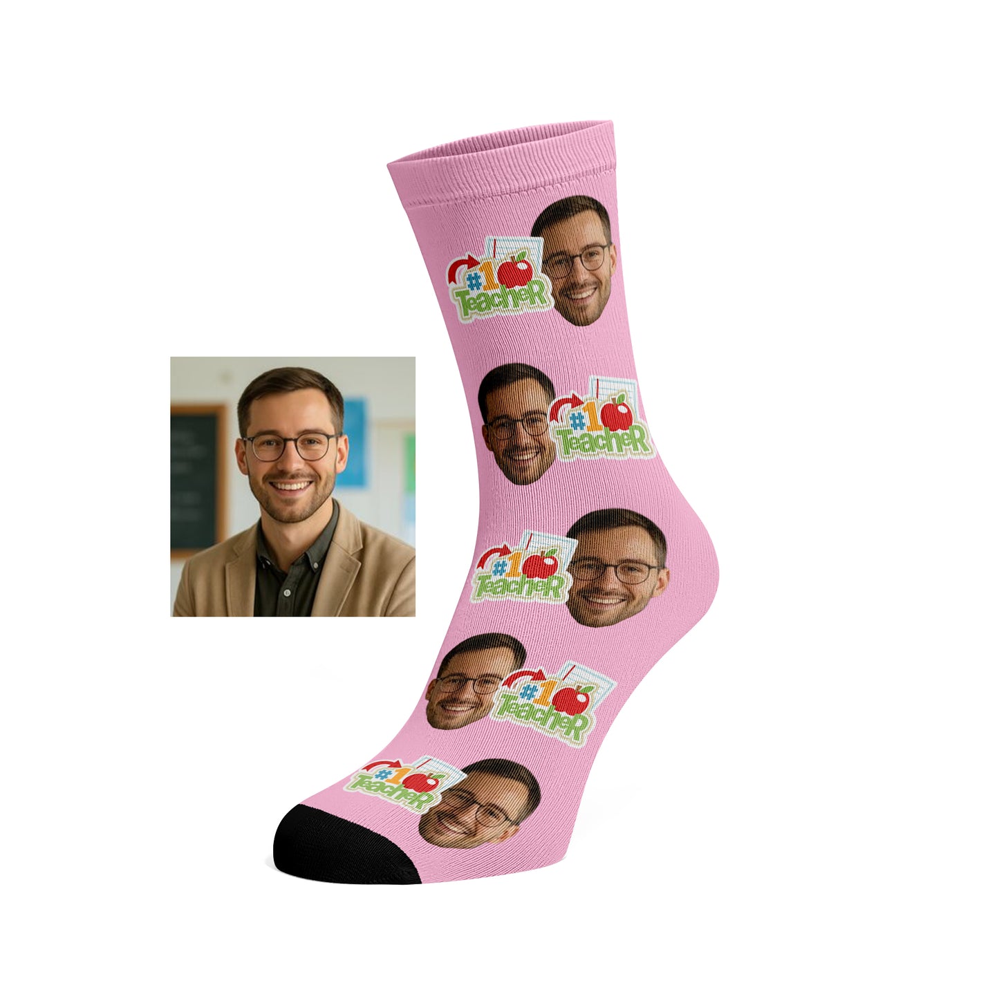 Custom Face socks - #1 Teacher