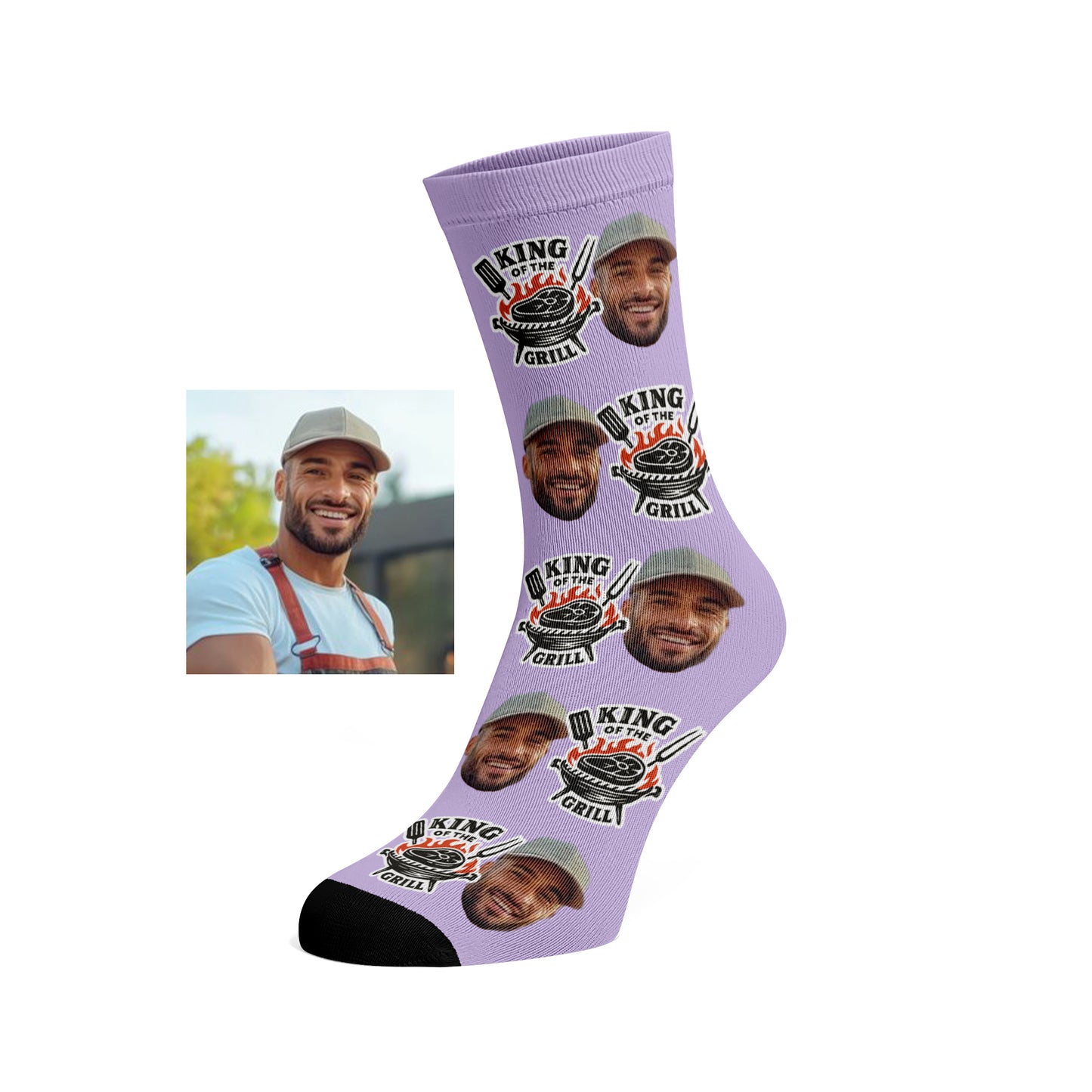 Custom Face socks - King of the Grill / BBQ