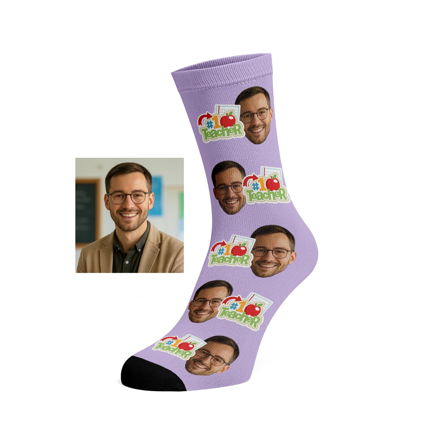 Custom Face socks - #1 Teacher