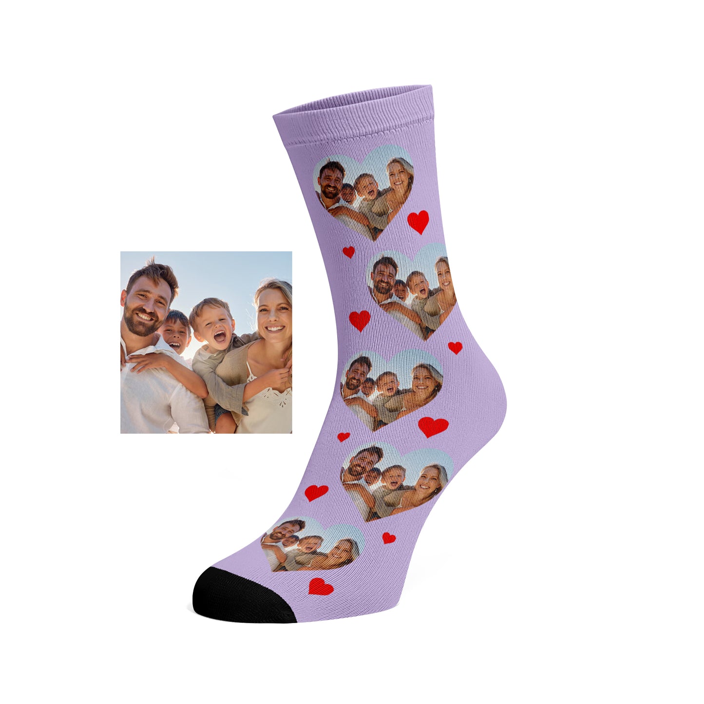 Custom Love Heart Family Photo Socks