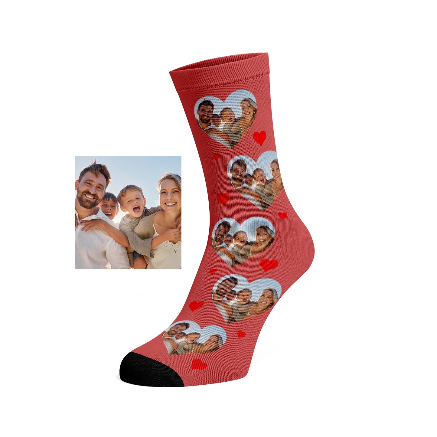 Custom Love Heart Family Photo Socks