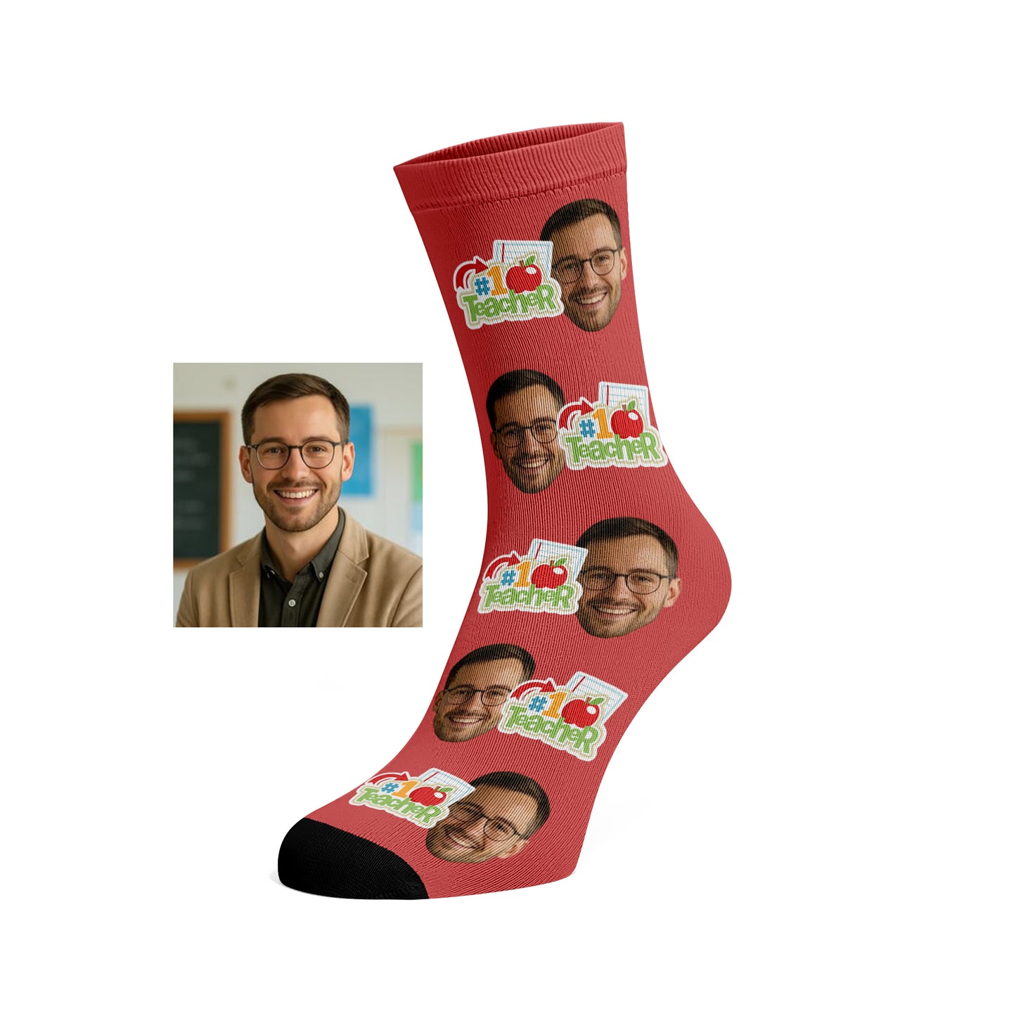 Custom Face socks - #1 Teacher