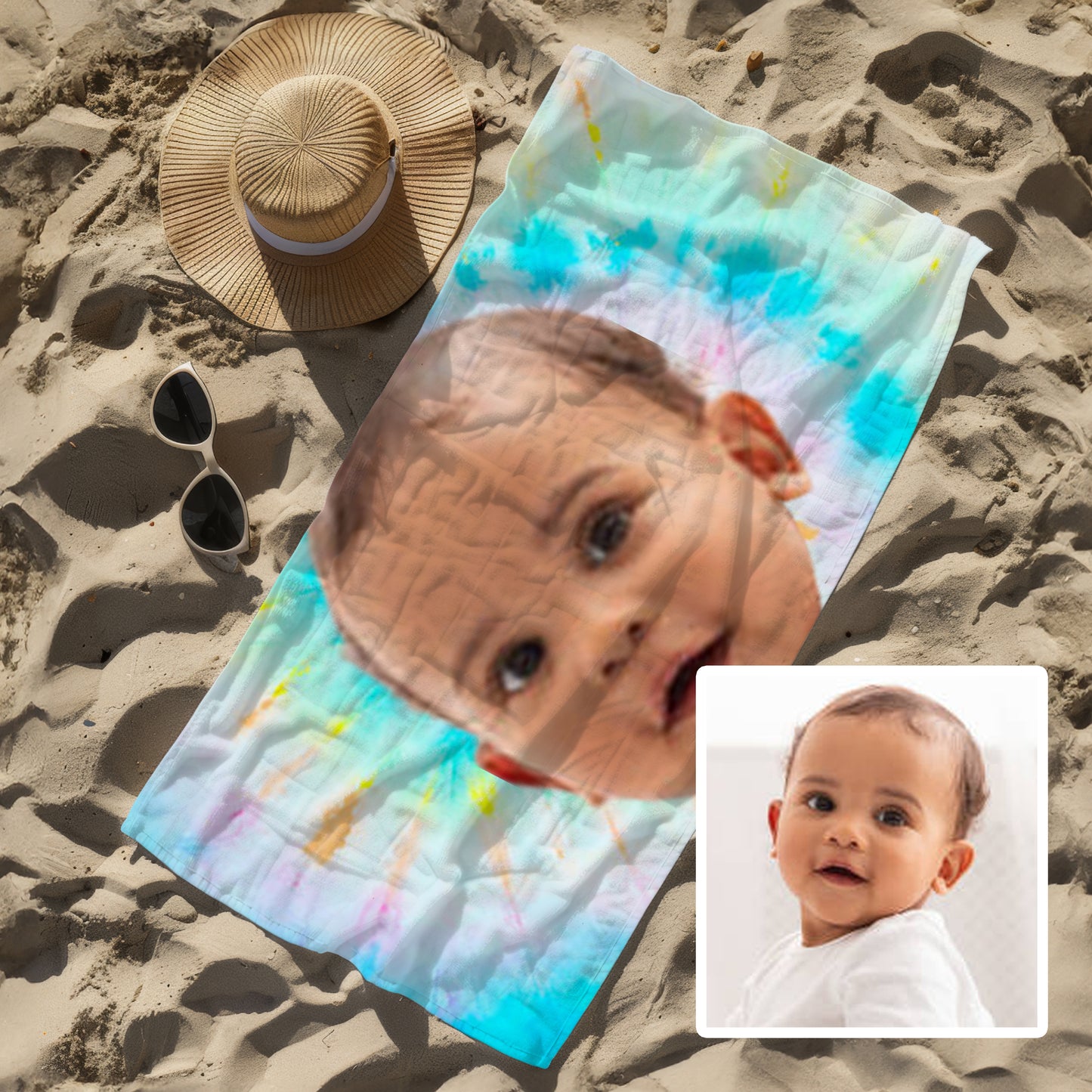 Custom Face Beach Towel | Tie Dye #2 | 75 x 150cm