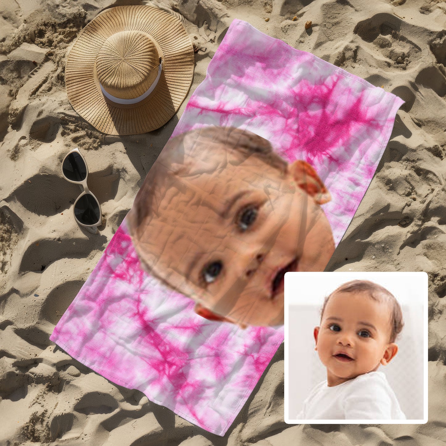 Custom Face Beach Towel | Tie Dye #4 | 75 x 150cm