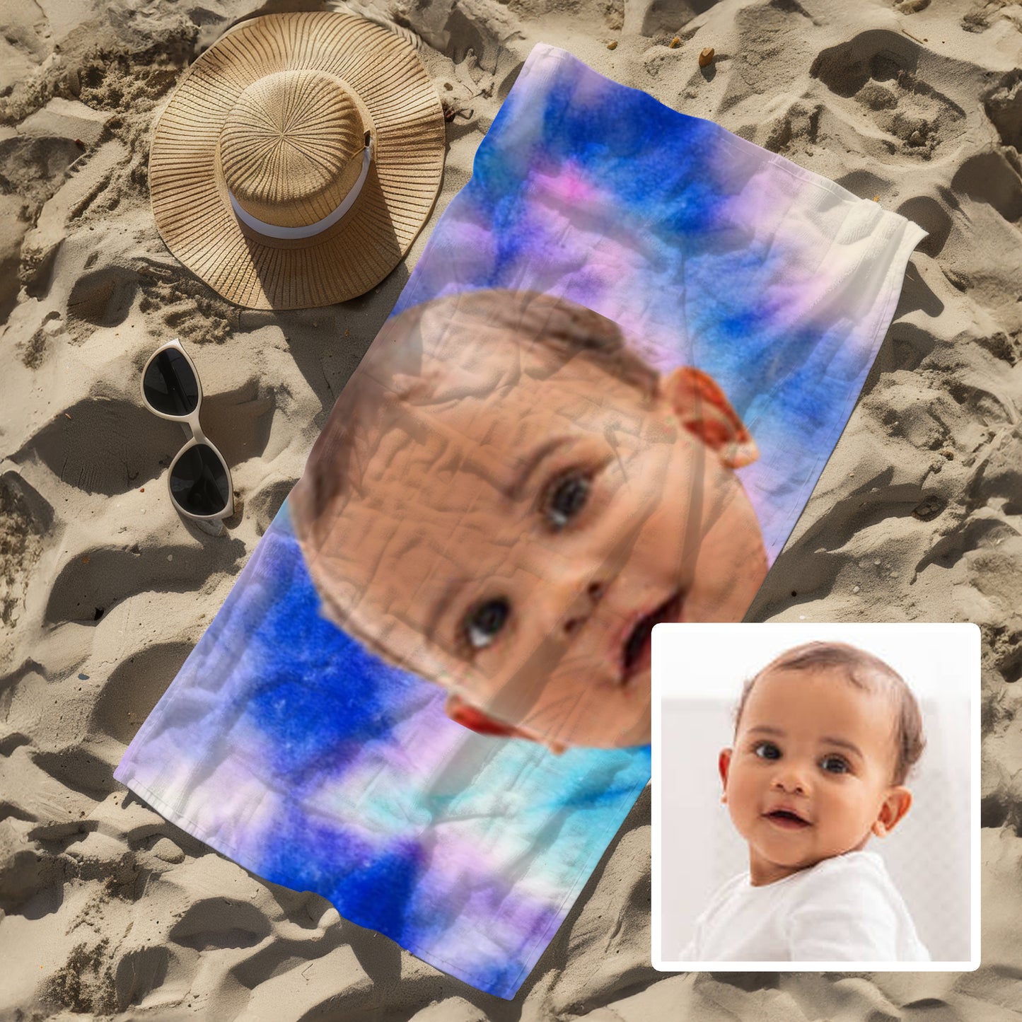 Custom Face Beach Towel | Tie Dye #5 | 75 x 150cm