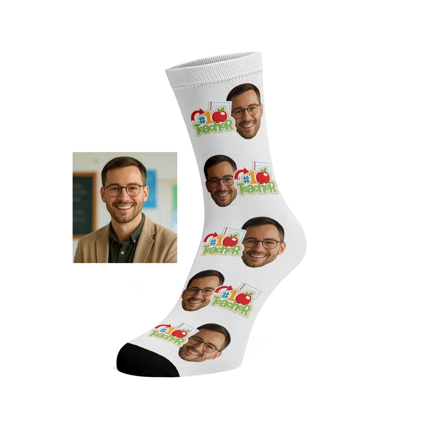 Custom Face socks - #1 Teacher