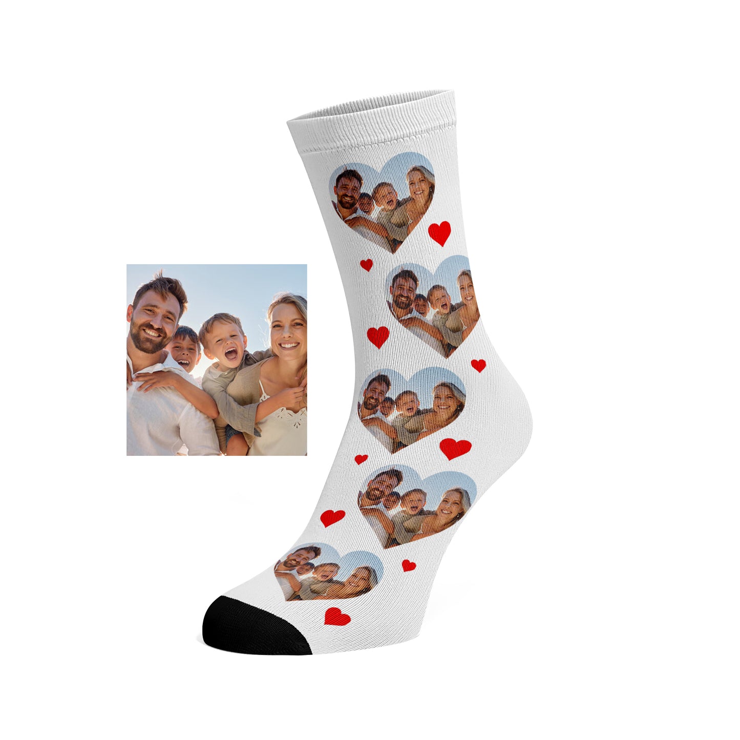 Custom Love Heart Family Photo Socks