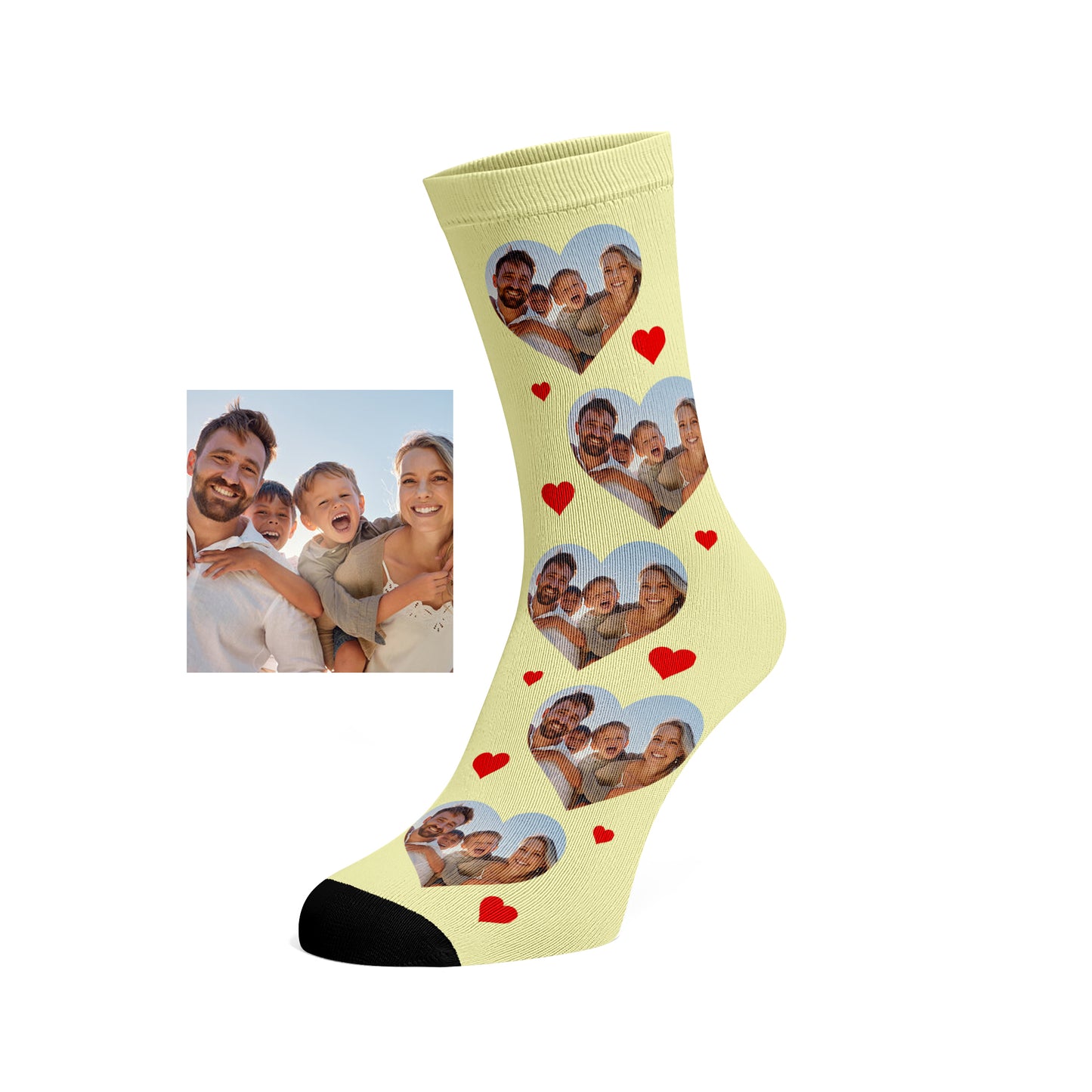 Custom Love Heart Family Photo Socks