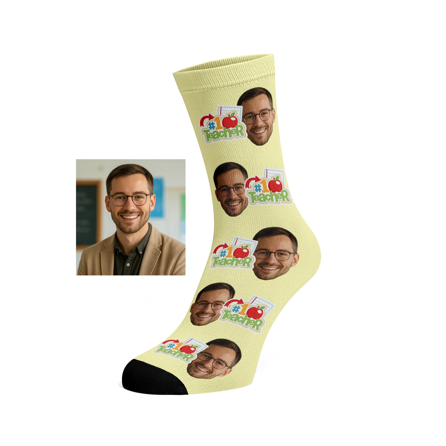 Custom Face socks - #1 Teacher