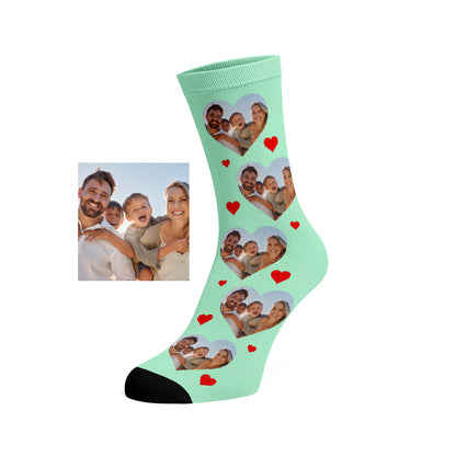 Custom Love Heart Family Photo Socks