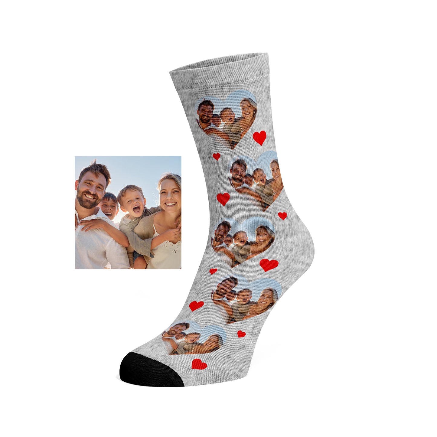 Custom Love Heart Family Photo Socks
