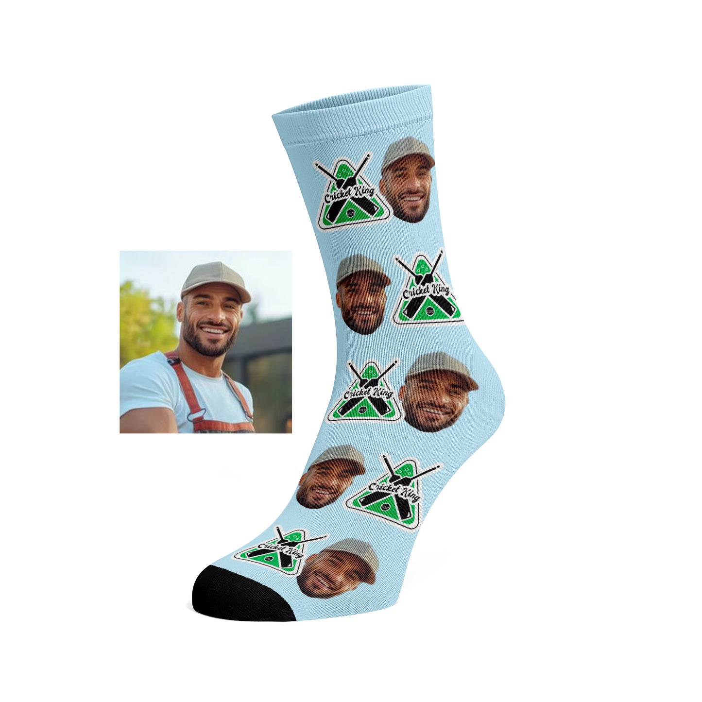 Custom Face socks - Cricket King