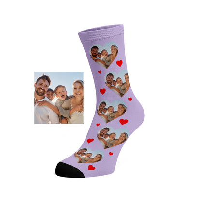 Custom Love Heart Family Photo Socks