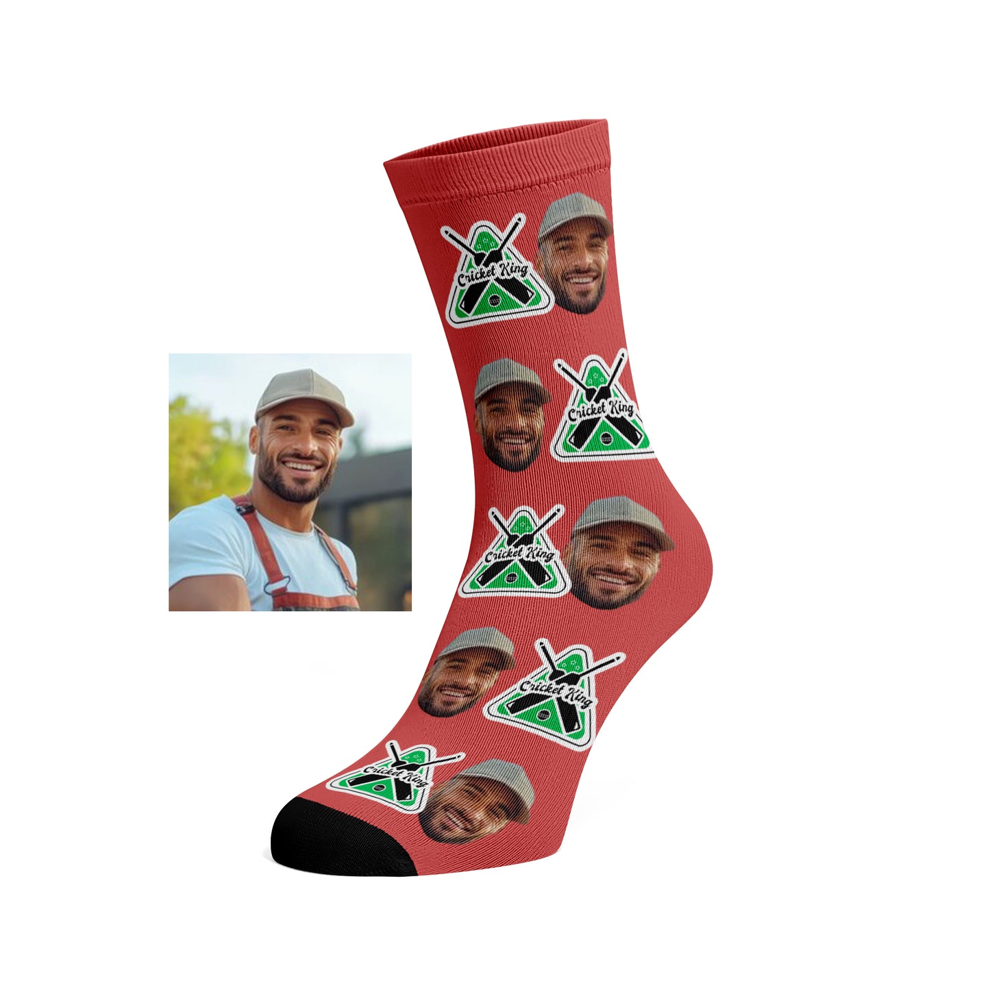 Custom Face socks - Cricket King