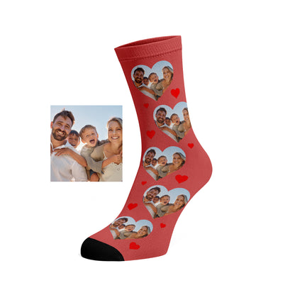 Custom Love Heart Family Photo Socks