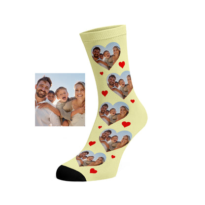 Custom Love Heart Family Photo Socks