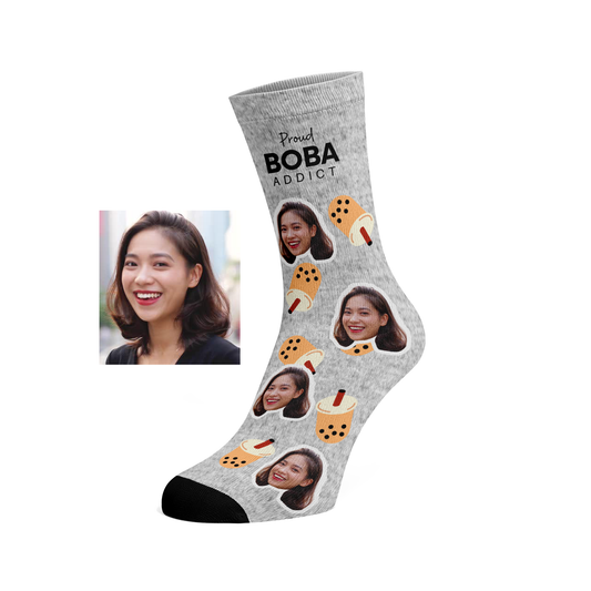Custom Face Boba Addict socks