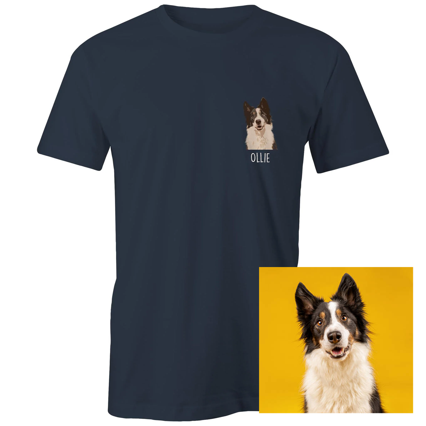 Custom Pet Portrait + name t-shirt