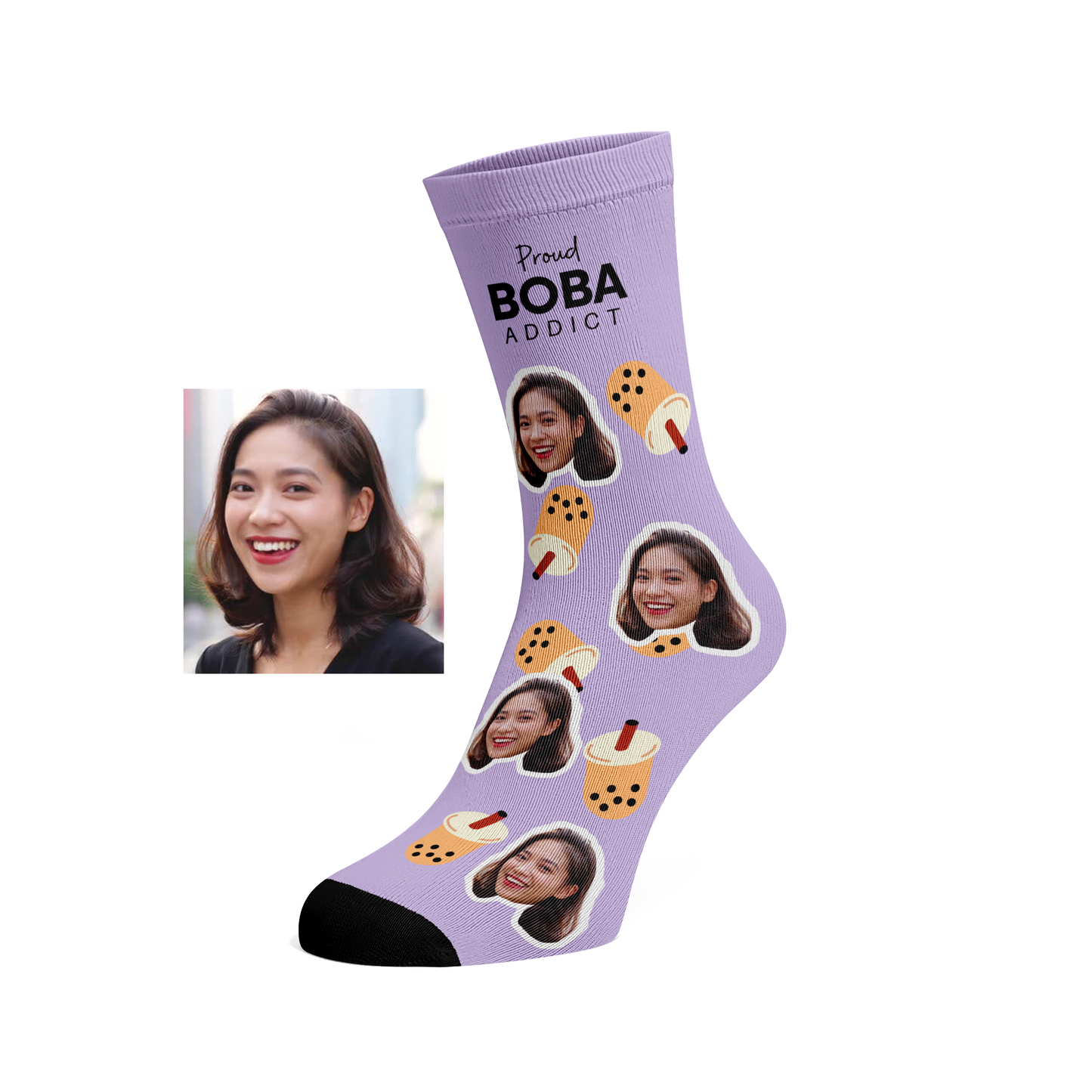 Custom Face Boba Addict socks