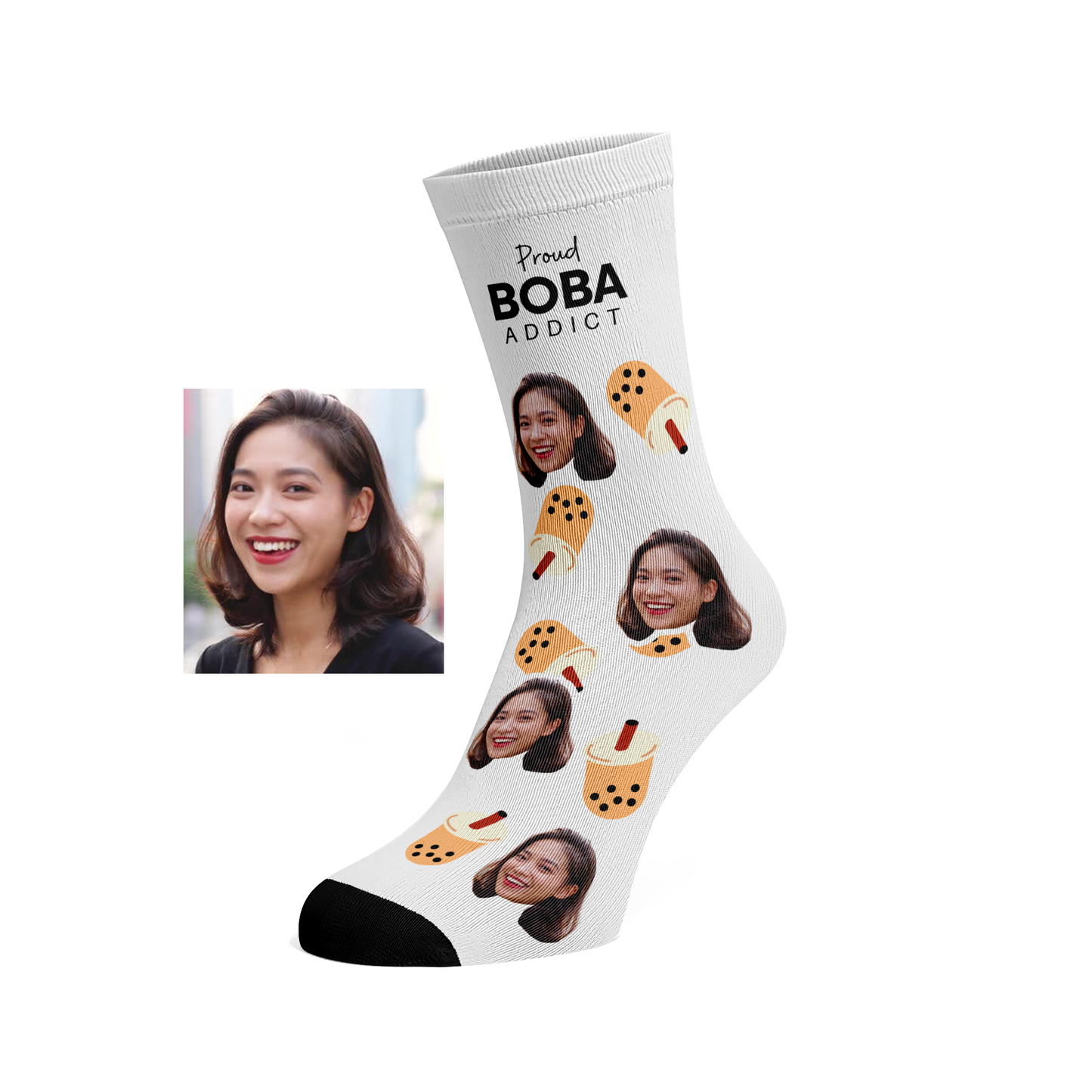 Custom Face Boba Addict socks