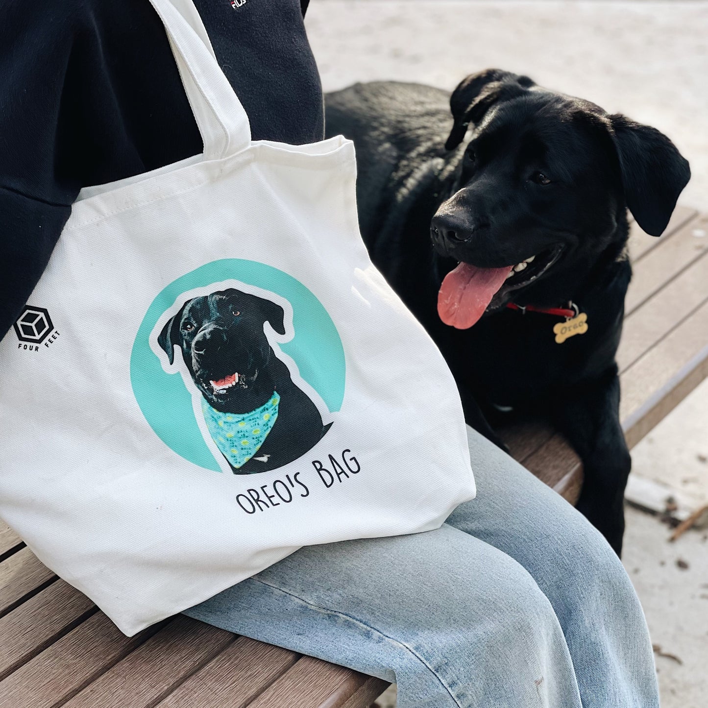 Custom Pet Portrait Circle - Tote Bag